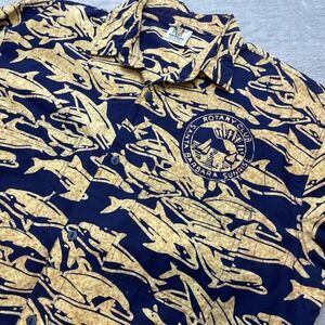 Rum Reggae Tropical Shirt  Mens L Dolphions Short Sleeve Santa‎ Barbara Rotary